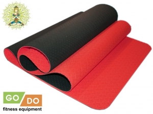 Коврик для йоги и фитнеса перфорированный GO DO OTPE-6MM (Красно-чёрный)