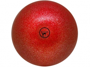 Мяч для художественной гимнастики GO DO. Диаметр 15 см. Цвет красный с глиттером. Производство Россия