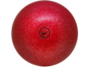 Мяч для художественной гимнастики GO DO. Диаметр 19 см. Цвет красный с глиттером