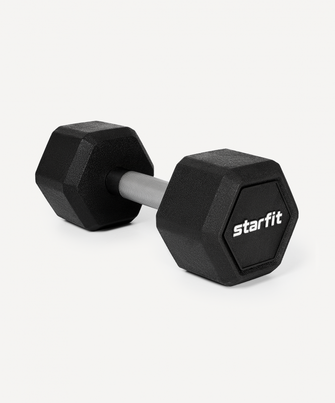 Гантель гексагональная DB-301PRO 10 кг, обрезиненная, черный, Starfit ЦБ-00003802