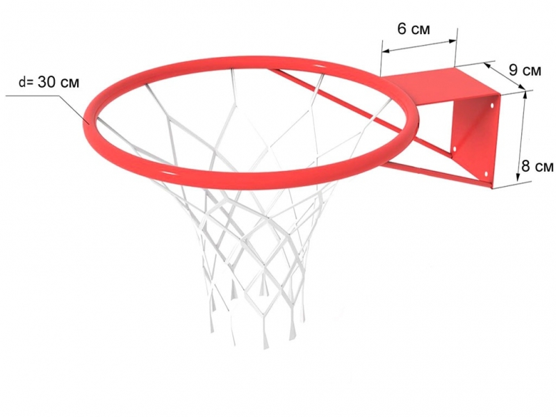 Кольцо баскетбольное № 3 d =295 см с упором с сеткой