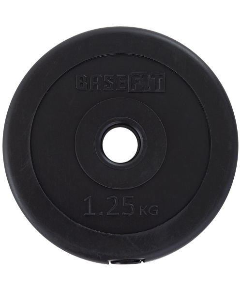 Диск пластиковый BB-203 1,25 кг, d=26 мм, черный, BASEFIT