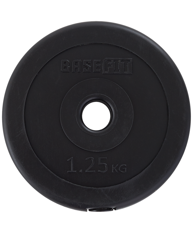 Диск пластиковый BB-203 1,25 кг, d=26 мм, черный, BASEFIT