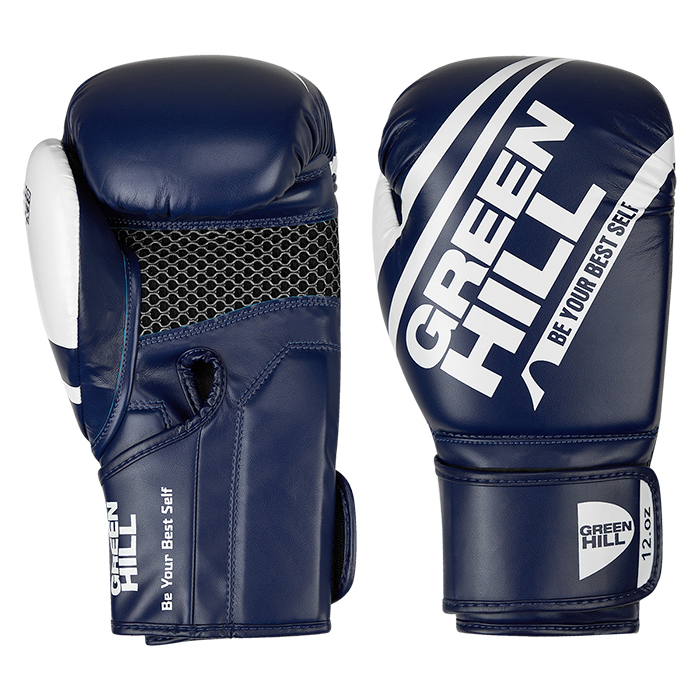 Боксерские перчатки UNIQUE сине-белые Green Hill BGU-2308 12oz