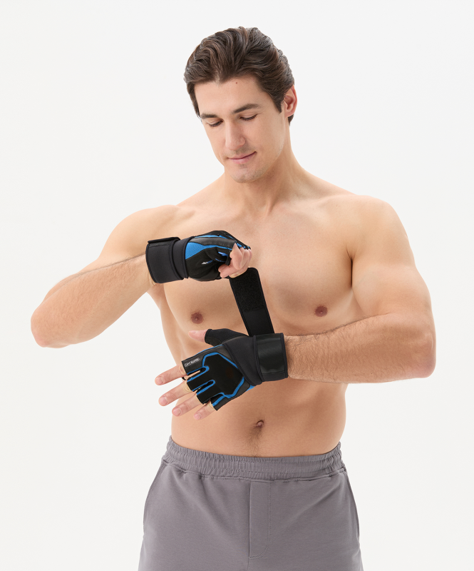 Перчатки для фитнеса WG-201, черный/синий, размер M, Starfit ЦБ-00004446