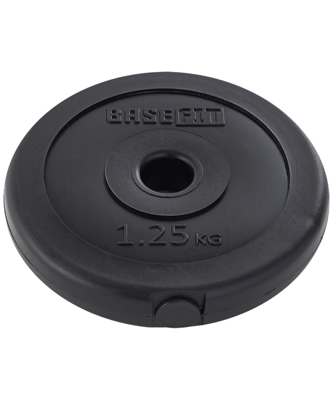 Диск пластиковый BB-203 1,25 кг, d=26 мм, черный, BASEFIT