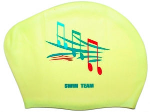 Шапочка для плавания для длинных волос SWIM TEAM ноты KW-Ц (Жёлтый)