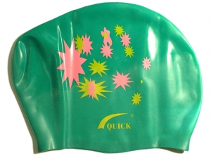 Шапочка для плавания для длинных волос SWIM TEAM ноты KW-N (Зелёный)