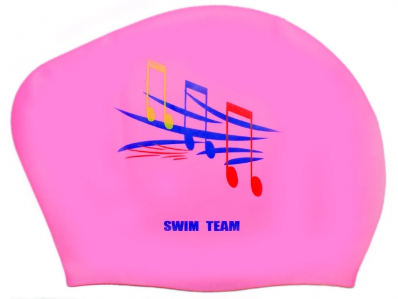 Шапочка для плавания для длинных волос SWIM TEAM ноты KW-N (Розовый)