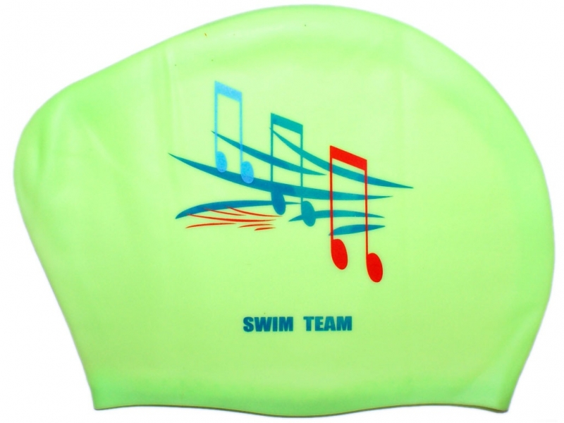 Шапочка для плавания для длинных волос SWIM TEAM ноты KW-N (Салатовый)