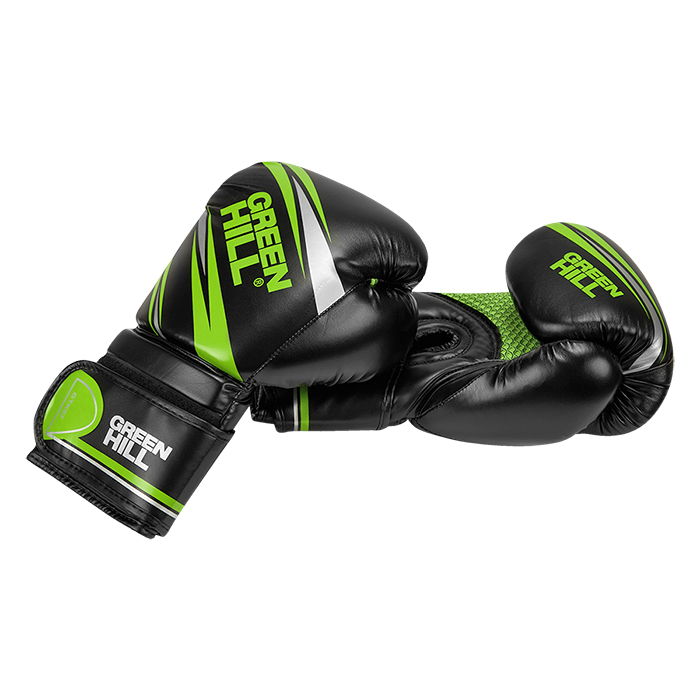 Перчатки боксерские TEK7 черно-зеленый Green Hill BGT-2279 16oz
