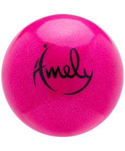 Мяч для художественной гимнастики AGB-303 19 см, розовый, с насыщенными блестками, Amely
