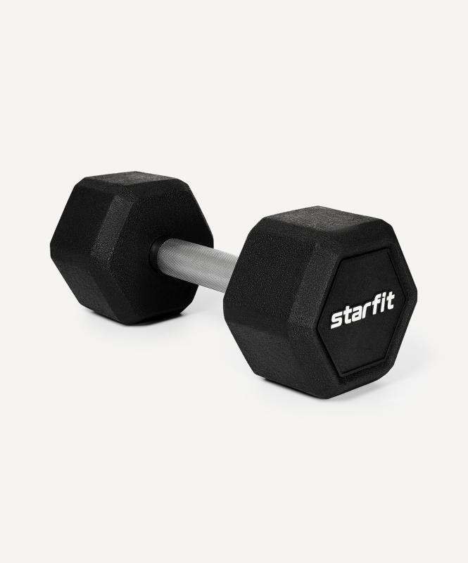Гантель гексагональная DB-301PRO 12 кг, обрезиненная, черный, Starfit ЦБ-00003803
