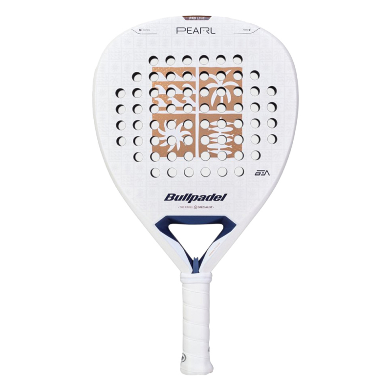 Ракетка для падела BULLPADEL Pearl 27, 497249, для проф-в, стекловолокно, карбон, бело-золотистый