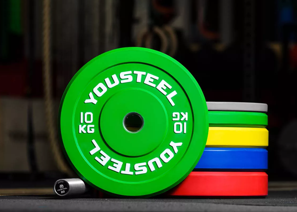Диск каучуковый 10 кг, зеленый YOUSTEEL