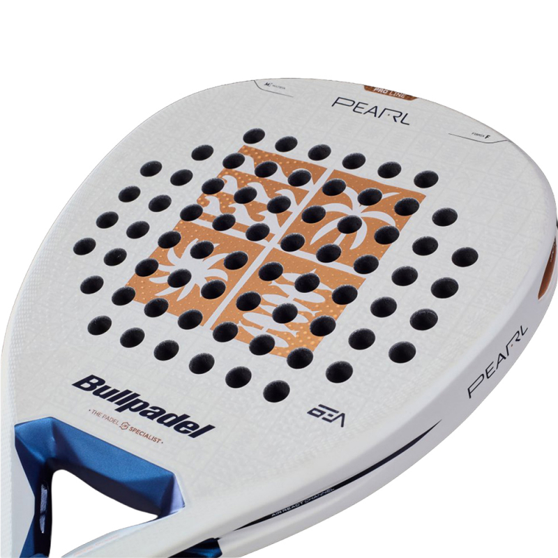 Ракетка для падела BULLPADEL Pearl 27, 497249, для проф-в, стекловолокно, карбон, бело-золотистый