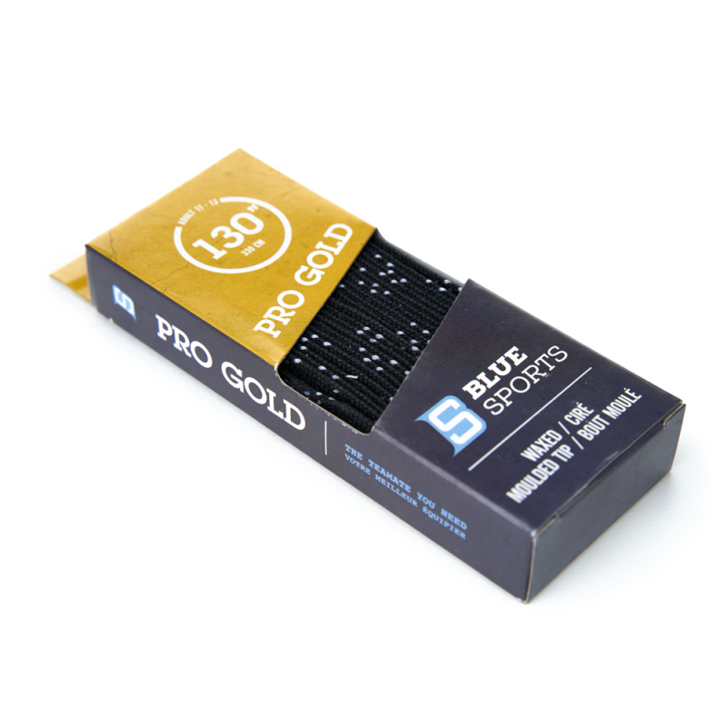 Шнурки для коньков Blue Sports Pro Gold Heavy Waxed, 903011-BKWH-330, полиэстер, 330см, черно-белый