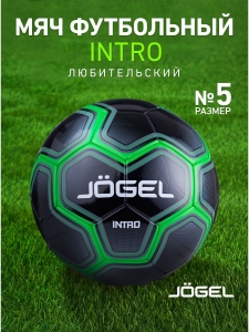 Мяч футбольный Intro, №5, черный/зеленый, Jögel