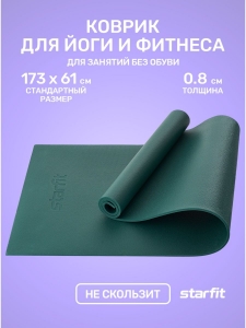 Коврик для йоги и фитнеса высокой плотности FM-103 PVC HD, 173x61x0,8 см, сибирский лес, Starfit