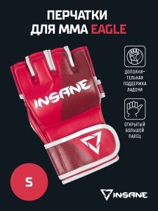 Перчатки для MMA EAGLE, ПУ, красный, S, Insane