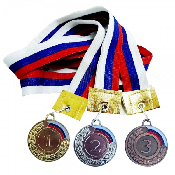 Медаль 1 место с флагом лента в комплекте Спортекс F11732