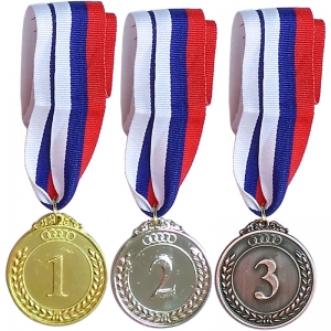F18538 Медаль 1 место d-5 см, лента триколор в комплекте Спортекс
