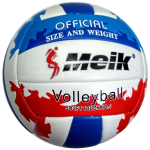 Мяч волейбольный Meik-ROM-2811 PU 2.5, 270 гр, машинная сшивка триколор Спортекс R18038