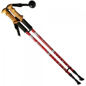 Палки для скандинавской ходьбы 2-х секционные с чехлом красные до 1,35м Телескопическа Спортекс R18142-PRO