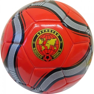 Мяч футбольный красный 3-слоя PVC 2.3, 340 гр, машинная сшивка Спортекс R18027-3