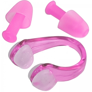 Комплект для плавания беруши и зажим для носа розовый Спортекс C33422-4