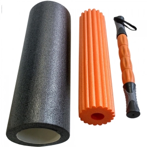 Ролик для йоги 3в1 черно/оранжевый 46x15см ЭВА/АБС/PVC Спортекс B31264