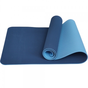 Коврик для йоги ТПЕ 183х61х0,6 см синий/голубой Спортекс E33583