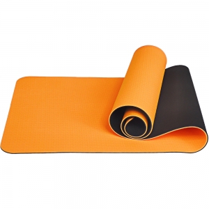 Коврик для йоги ТПЕ 183х61х0,6 см оранжево/черный Спортекс E33581