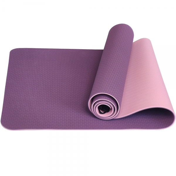Коврик для йоги ТПЕ 183х61х0,6 см фиолетово/розовый Спортекс E33579