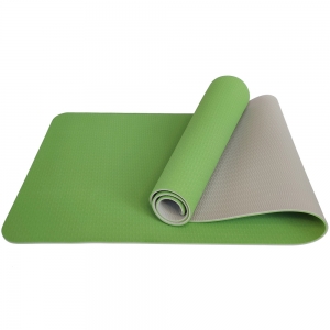 Коврик для йоги ТПЕ 183х61х0,6 см зелено/серый Спортекс E33580