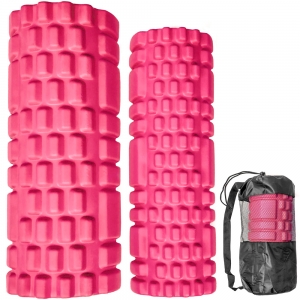 Комплект йога роликов 2 штуки розовый 25х8.5см, 33х14см ЭВА/АБС Спортекс B31263-1
