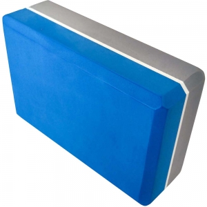 Йога блок полумягкий 2-х цветный синий-серый 223х150х76мм., из вспененного ЭВА Спортекс E29313-3