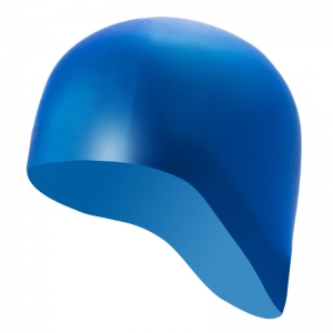 Шапочка для плавания силиконовая одноцветная анатомическая Синий Спортекс B31521-S