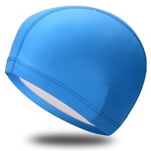 Шапочка для плавания ПУ одноцветная Голубая Спортекс B31516