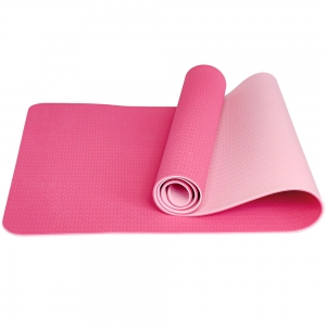 Коврик для йоги ТПЕ 183х61х0,6 см розовый/светло розовый Спортекс E33585