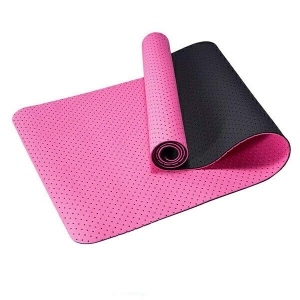 Коврик для йоги 2-х слойный ТПЕ 183х61х0,6 см розовый/черный B34509 Спортекс TPE-2T-4
