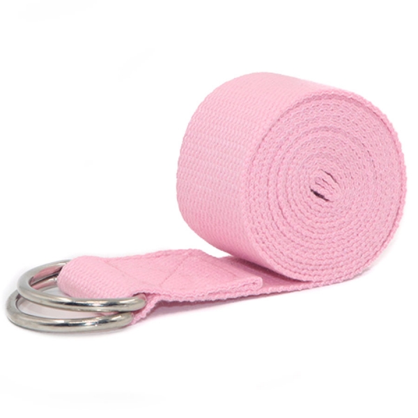 Ремень для йоги фитнеса высокой плотности 181х3,8 см розовый Спортекс B34479