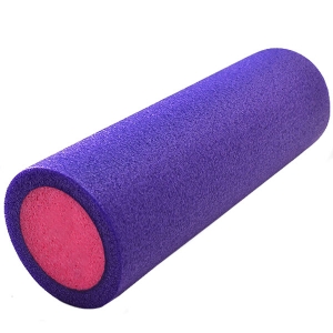 PEF30-1 Ролик для йоги полнотелый 2-х цветный фиолетово/розовый 30х15см. B34489 Спортекс
