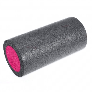 PEF30-3 Ролик для йоги полнотелый 2-х цветный черно/розовый 30х15см. B34491 Спортекс