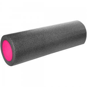 PEF45-6 Ролик для йоги полнотелый 2-х цветный черно/розовый 45х15см. B34494 Спортекс
