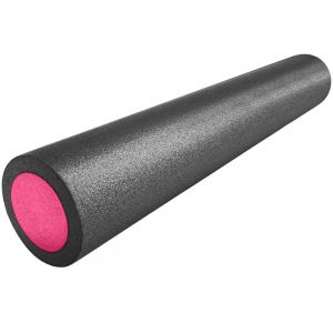PEF60-9 Ролик для йоги полнотелый 2-х цветный черно/розовый 60х15см. B34497 Спортекс