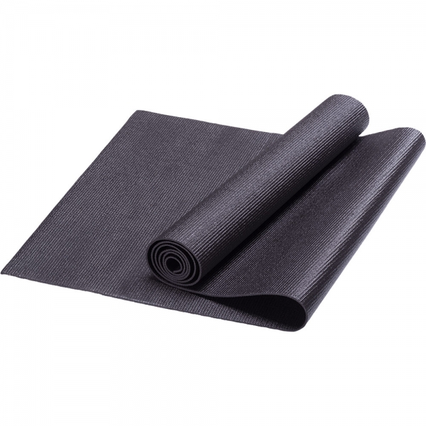 HKEM112-03-BLACK Коврик для йоги, PVC, 173x61x0,3 см черный Спортекс