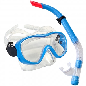 Набор для плавания юниорский маска+трубка ПВХ синий Спортекс E33109-1