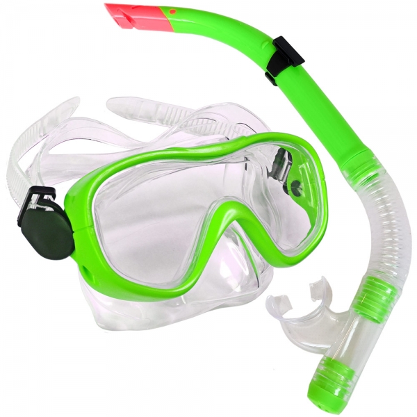 Набор для плавания юниорский маска+трубка ПВХ зеленый Спортекс E33109-2