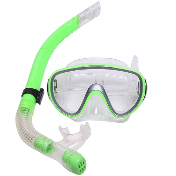 Набор для плавания взрослый маска+трубка ПВХ зеленый Спортекс E33110-2
